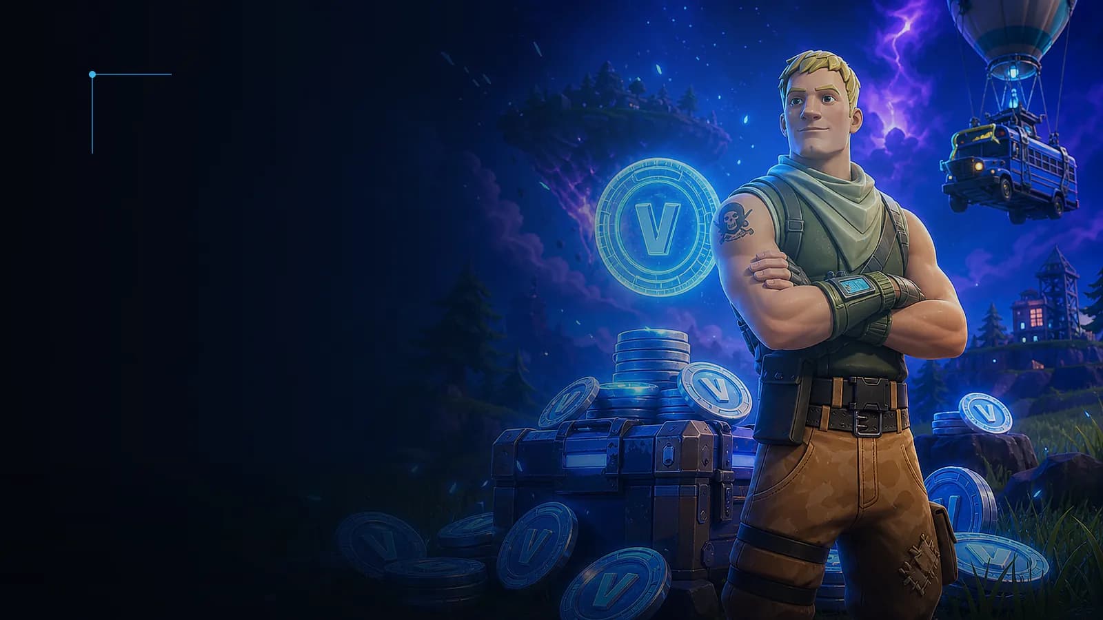 Fortnite game landscape prepared as a wide editorial background