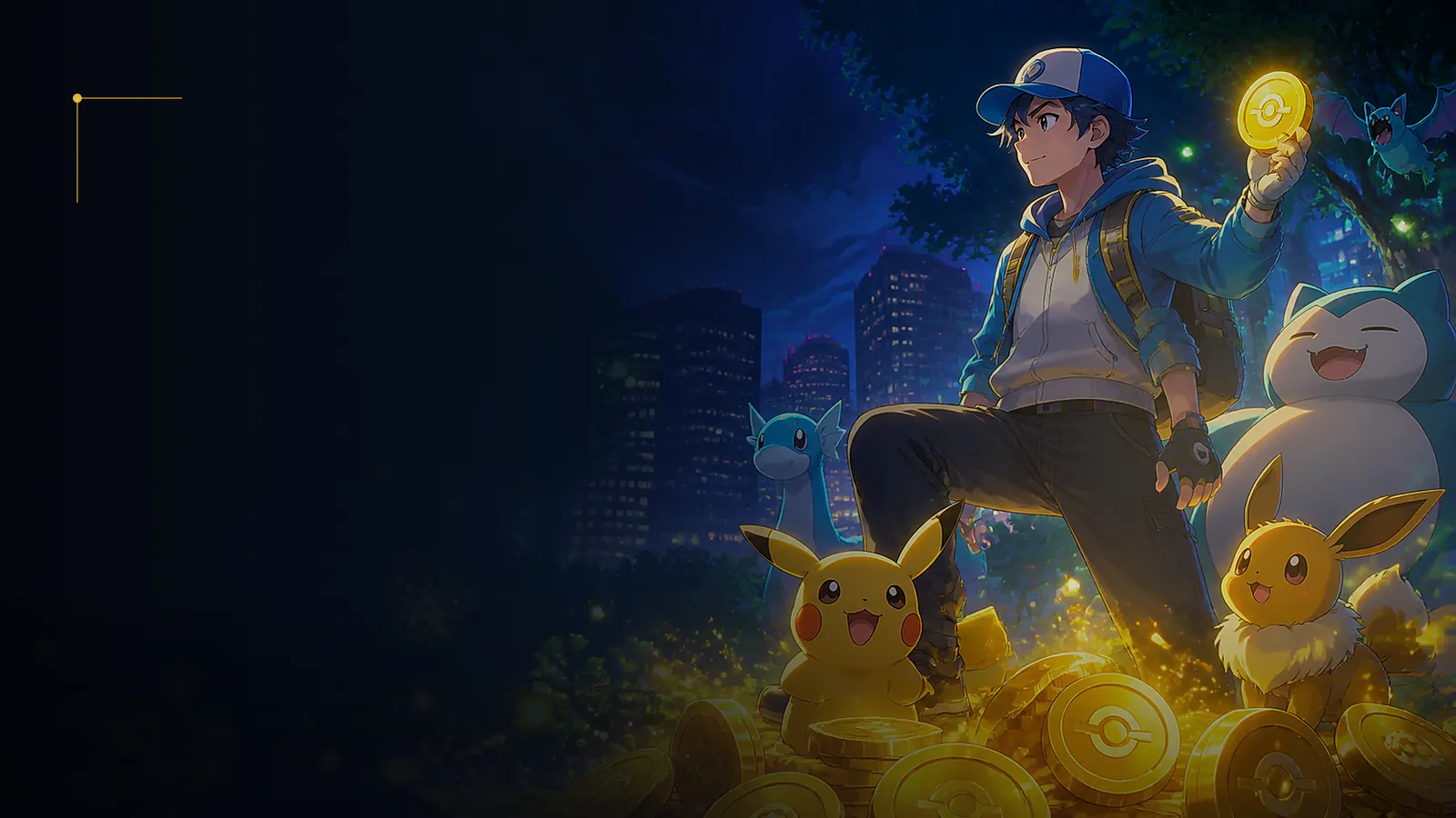 A large Poké Ball monument in a bright fantasy landscape